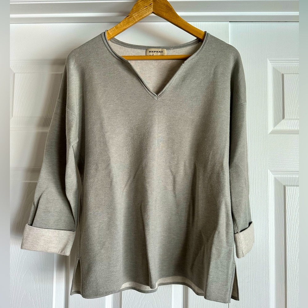 Repeat light gray sweater with 3/4 rolled sleeves